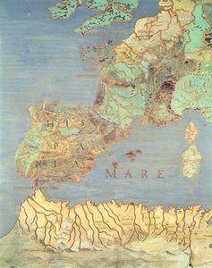 Ranskan, Espanjan ja Luoteis-Afrikan kartta "Sala Del Mappamondosta" (Maailman karttojen hallista)